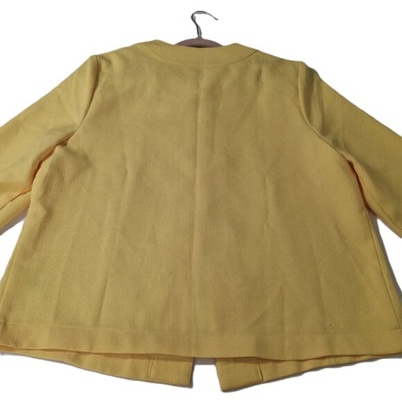Cute Bright Yellow Light Boxy ¾ Sleeve Relaxed Blazer Jacket Sz 12 Unlined - Picture 5 of 12